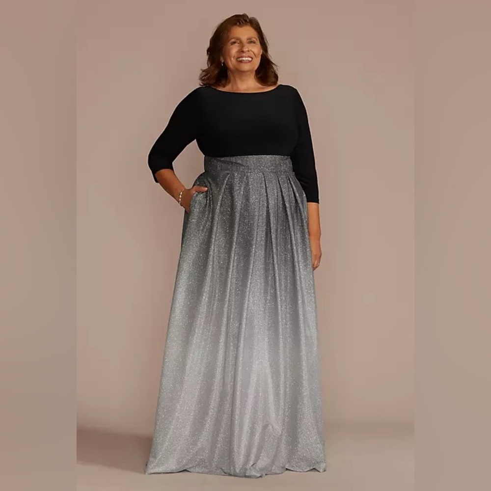 plus size ombre sparkle metallic ball gown